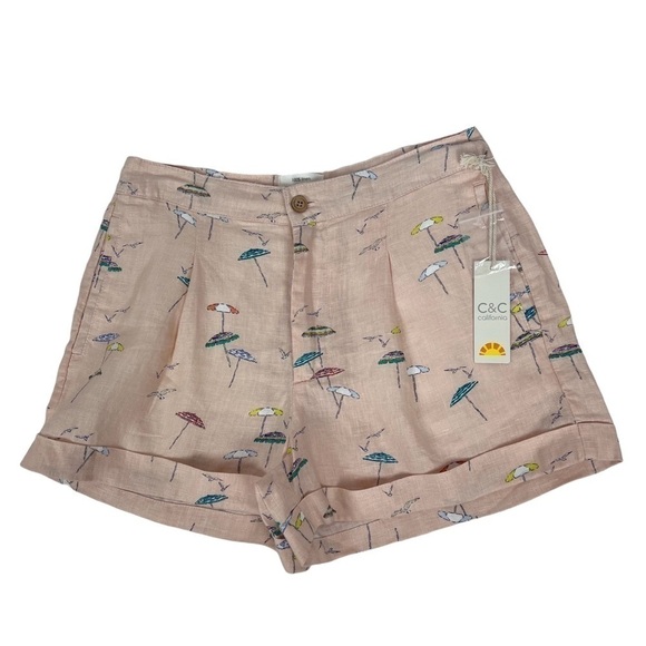 C&C California Pants - NWT C&C California Women’s Shorts Sz 4 - 100% Linen Cuffs Multi Colors Pockets